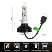 PLW X3 Auto Led Headlight 2 Pack Lighting System, H7 6500K, IP67, 360 Degree Adjustable Socket and Efficient Turbine Cooling System