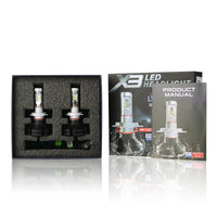 PLW X3 Auto Led Headlight 2 Pack Lighting System, H7 6500K, IP67, 360 Degree Adjustable Socket and Efficient Turbine Cooling System