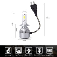 PLW 6C Auto LED Headlight System, 36Watt H7 6000K IP68 Spec w/High efficiency heat Control