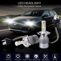 PLW 6C Auto LED Headlight System, H4 6000K IP68 Spec w/High Efficiency Heat Control