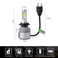 PLW S2 Auto Led Headlight lighting System, H7 6500K IP68 High Efficiency Heat Control