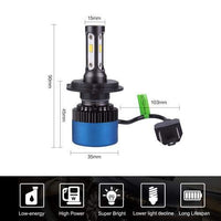 PLW S2 Auto Led Headlight lighting System, H4 2800K IP68 Spec w/High Efficiency Heat Control
