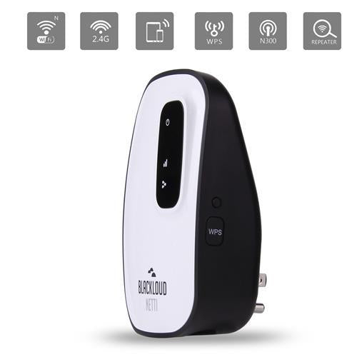 Blackloud NETTI-V2 300 Mbps Universal Wifi Range Extender, Wall Plug design