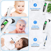 SOVARCATE Medical Forehead and Ear Thermometer for Fever with Fever Alarm and Memory Function Instant Accurate Reading for Baby Kids Adults