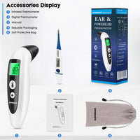 SOVARCATE Medical Forehead and Ear Thermometer for Fever with Fever Alarm and Memory Function Instant Accurate Reading for Baby Kids Adults