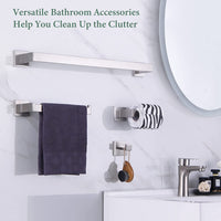 Bathroom Hardware Set 4 Pieces, Suyar SUS304 Stainless Steel Remodeled Bathroom Accessories, Include Robe Hook, Toilet Paper Holder, Towel Holder, Towel Bar