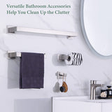 Bathroom Hardware Set 4 Pieces, Suyar SUS304 Stainless Steel Remodeled Bathroom Accessories, Include Robe Hook, Toilet Paper Holder, Towel Holder, Towel Bar