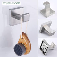 Bathroom Hardware Set 4 Pieces, Suyar SUS304 Stainless Steel Remodeled Bathroom Accessories, Include Robe Hook, Toilet Paper Holder, Towel Holder, Towel Bar