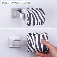 Bathroom Hardware Set 4 Pieces, Suyar SUS304 Stainless Steel Remodeled Bathroom Accessories, Include Robe Hook, Toilet Paper Holder, Towel Holder, Towel Bar