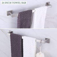 Bathroom Hardware Set 4 Pieces, Suyar SUS304 Stainless Steel Remodeled Bathroom Accessories, Include Robe Hook, Toilet Paper Holder, Towel Holder, Towel Bar