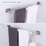 Bathroom Hardware Set 4 Pieces, Suyar SUS304 Stainless Steel Remodeled Bathroom Accessories, Include Robe Hook, Toilet Paper Holder, Towel Holder, Towel Bar