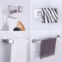 Bathroom Hardware Set 4 Pieces, Suyar SUS304 Stainless Steel Remodeled Bathroom Accessories, Include Robe Hook, Toilet Paper Holder, Towel Holder, Towel Bar