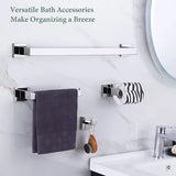 Bathroom Hardware Set 4 Pieces, Suyar SUS304 Stainless Steel Remodeled Bathroom Accessories, Include Robe Hook, Toilet Paper Holder, Towel Holder, Towel Bar