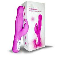 Wild Rabbit Handheld Personal Wand Massager with Rotating Shaft - Pink
