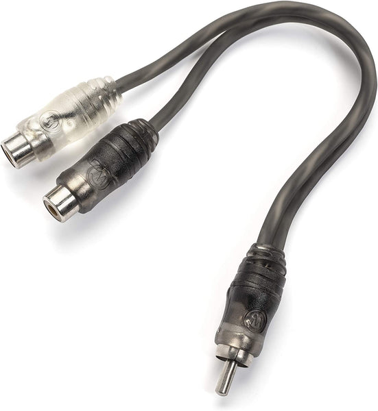 Carwires Twisted-Pair Car Audio Y-Adapter Splitter Cable (6-inches) 1RCA Male to 2RCA Female Interconnects. Great for Car Audio Installations (ACIY-1M)