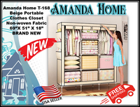 Amanda Home T-168 Beige Portable Clothes Closet Non-woven Fabric 69”X51”X18” NEW