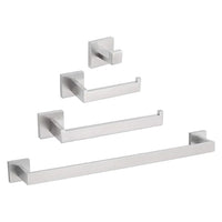 Bathroom Hardware Set 4 Pieces, Suyar SUS304 Stainless Steel Remodeled Bathroom Accessories, Include Robe Hook, Toilet Paper Holder, Towel Holder, Towel Bar