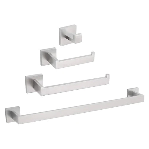 Bathroom Hardware Set 4 Pieces, Suyar SUS304 Stainless Steel Remodeled Bathroom Accessories, Include Robe Hook, Toilet Paper Holder, Towel Holder, Towel Bar