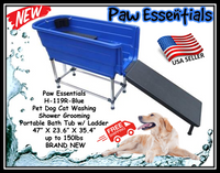 Paw Essentials  H-119R-Blue  Pet Dog Cat Washing  Shower Grooming Portable Bath Tub w/ Ladder 47” X 23.6” X 35.4”  up to 150lbs BRAND NEW