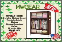 MWGEARS 10140H  Portable Clothes Closet  Wardrobe Fabric  Clothes Storage/Organizer  Coffee  69 x 43 x 18in BRAND NEW