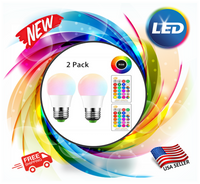 MWGEAR E26 LED Light Bulbs RGB Color Changing 10W Cool White Bulb w/ 2 Remotes BRAND NEW