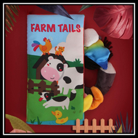 GROWRIGHT FARM TAILS-Soft Baby Cloth Books, Touch and Feel Crinkle Books, for Babies, Infants & Toddler Early Development, TOY BABY- BRAND NEW