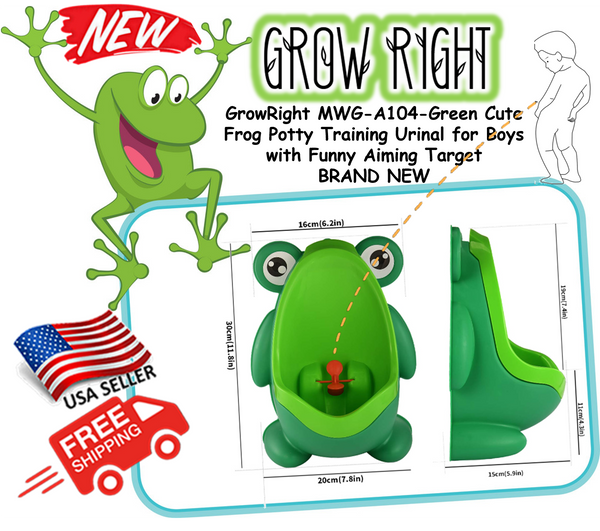 GrowRight MWG-A104-Green Cute FrogTraining Urinal for Boys with Funny Aim NEW