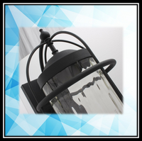 Mega Lighting 17.12" Wall lantern Textured Black/ Clear Water Grain Glass(1) 60W- BRAND NEW