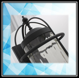 Mega Lighting 17.12" Wall lantern Textured Black/ Clear Water Grain Glass(1) 60W- BRAND NEW