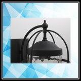 Mega Lighting 17.12" Wall lantern Textured Black/ Clear Water Grain Glass(1) 60W- BRAND NEW