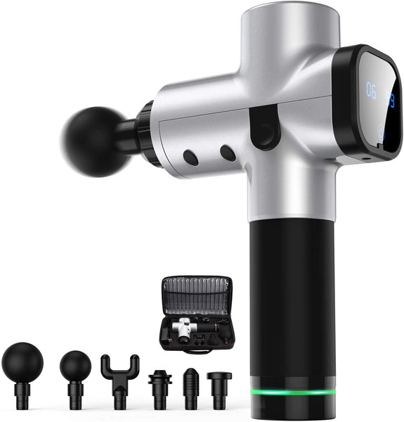 Massage Gun Percussion Massager Deep Tissue Muscle + 6 Heads & Carrying Case