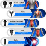 Massage Gun Percussion Massager Deep Tissue Muscle + 6 Heads & Carrying Case