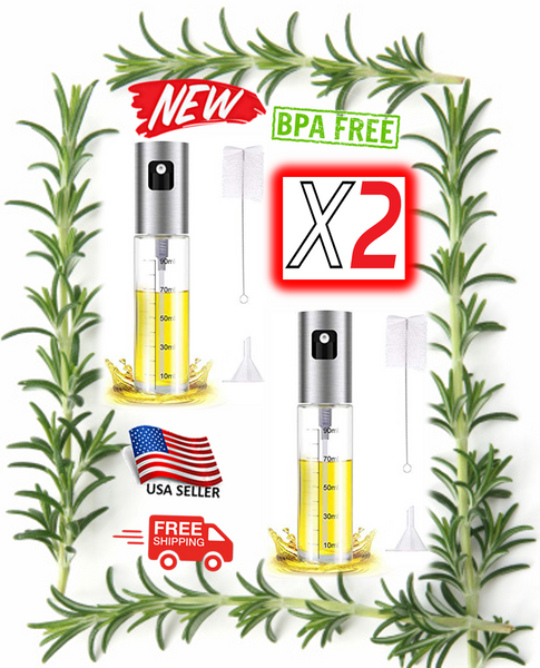 X2 MWGEAR Olive Oil Sprayer Dispenser, Multi-Function Glass Mister Sprayer w/ Bottle Brush and Oil Funnel (100mL) BRAND NEW