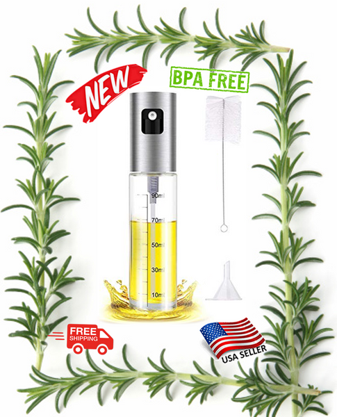 MWGEAR Olive Oil Glass Sprayer/Mister Dispenser w/ Bottle Brush & Funnel NEW
