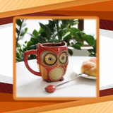 MWGEAR 3D Coffee Mug Funny Cute Owl Ceramic Cup Coffee Mug with spoon Tea Mugs