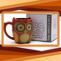 MWGEAR 3D Coffee Mug Funny Cute Owl Ceramic Cup Coffee Mug with spoon Tea Mugs