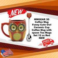 MWGEAR 3D Coffee Mug Funny Cute Owl Ceramic Cup Coffee Mug with spoon Tea Mugs