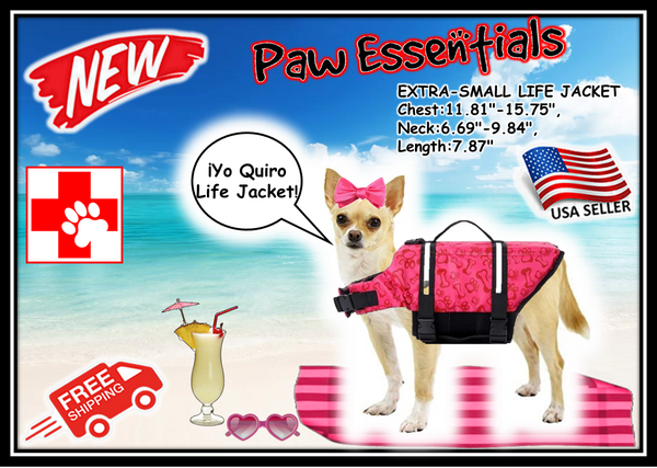 Paw Essentials MWG-C372 Dog Life Jacket w/ Extra Padding PINK, Extra Small- NEW