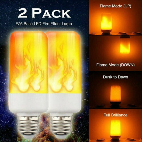 2 Pack LED Flame Effect Simulated Flicker Nature Fire Bulbs Light Decor E27 Lamp- BRAND NEW