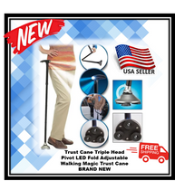 Trust Cane Triple Head Pivot LED Fold Adjustable Walking Magic Trust Cane NEW