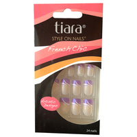 Tiara Style On Artificial Glue-On Punky Doll Sexy Nail French Bundle 5-Pack of 24 Nails